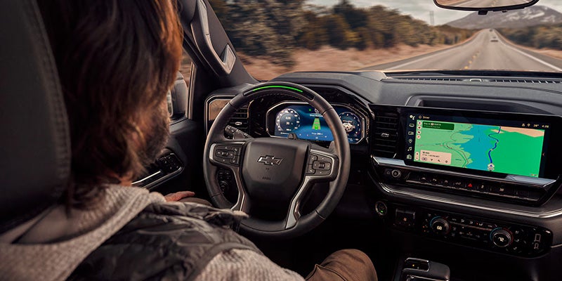 Front dashboard with screen in 2026 Silverado 1500